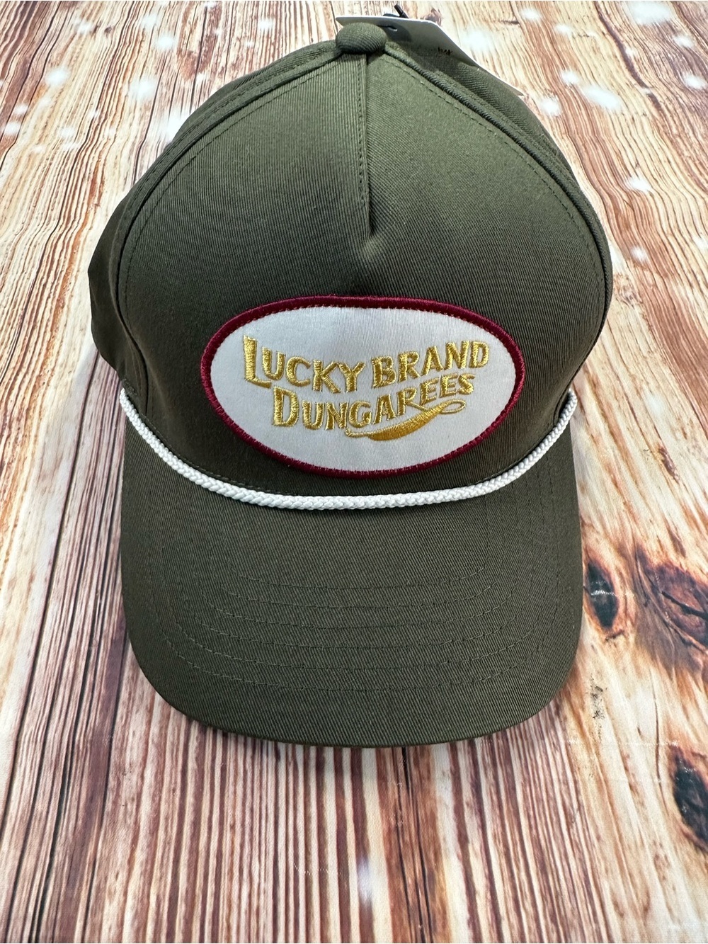 Lucky Brand Dungarees Olive Rope-Trim Trucker Hat